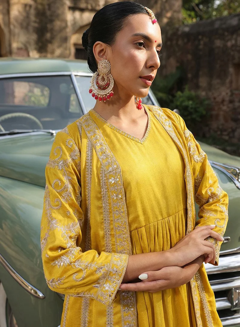 Ishin  Rich Yellow A Line Dresses for Women | Best Price UAE